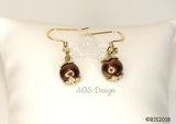 Chocolate Pearl Earrings Macaroon Jewelry Gift Box Gold Plated Fish Wire Hoop Earrings