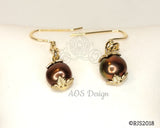 Chocolate Pearl Earrings Macaroon Jewelry Gift Box Gold Plated Fish Wire Hoop Earrings