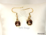 Chocolate Pearl Earrings Macaroon Jewelry Gift Box Gold Plated Fish Wire Hoop Earrings