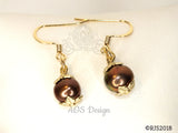 Chocolate Pearl Earrings Macaroon Jewelry Gift Box Gold Plated Fish Wire Hoop Earrings
