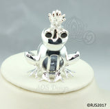 Frog Prince Pearl Cage Necklace Princess Silver Plated Locket Charm Crystals Accents