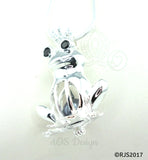 Frog Prince Pearl Cage Necklace Princess Silver Plated Locket Charm Crystals Accents