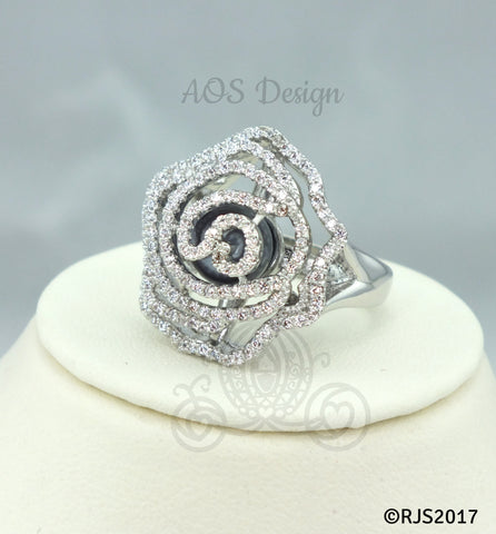 Crystal Rose Ring Pick A Pearl Cage Silver Ring Unique Bead Cage Holds Gems Beads Pearls Stones Epcot