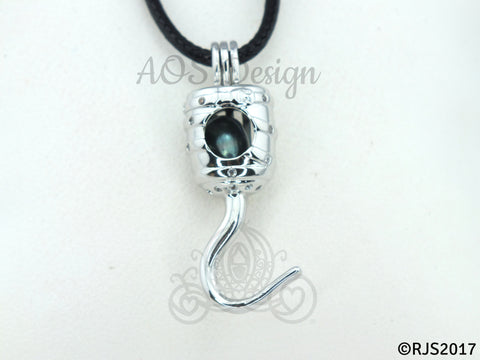 Pirate Hook Pearl Cage Necklace on Black Cord Peter Pan Pirate Hook Captain Ship Sailing Silver Plated Locket Charm Necklace Captain Hook Costume