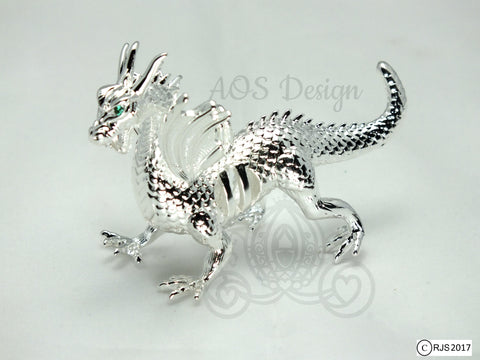 Silver Pearl Dragon Cage Pick Pearl Necklace Green Eyes Maleficent Charm Metal Pendant Locket LE