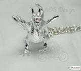 Silver Pearl Dragon Cage Pick Pearl Necklace Red Ruby Eyes Maleficent Charm Metal Pendant Locket LE