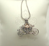 Cinderella Carriage Pearl Cage Silver Plated Charm Necklace Princess Cinderella Pick A Pearl or Wish Pearl Epcot Pumpkin Locket