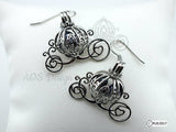 Cinderella Carriage Earrings Pick A Pearl Cage Silver Plated Earrings BLUE Bead Pearl Pumpkin Locket Charm