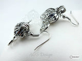 Cinderella Carriage Earrings Pick A Pearl Cage Silver Plated Earrings BLUE Bead Pearl Pumpkin Locket Charm