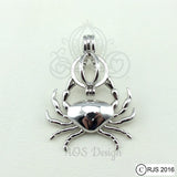Crab Pick Pearl Cage Necklace 925 Sterling Silver Cage Silver Necklace Sealife Beach Ocean Charm Nautical Zodiac Cancer