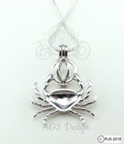 Crab Pick Pearl Cage Necklace 925 Sterling Silver Cage Silver Necklace Sealife Beach Ocean Charm Nautical Zodiac Cancer