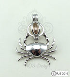 Crab Pick Pearl Cage Necklace 925 Sterling Silver Cage Silver Necklace Sealife Beach Ocean Charm Nautical Zodiac Cancer