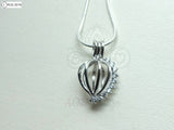 Crystal Heart Charm Pick Pearl 925 Sterling Silver Pearl Cage Necklace Pendant Locket Oval Shape