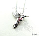 Hummingbird Pearl Cage Necklace Sterling Silver 925 Hummingbird Bird Flying Locket Charm Holds Beads