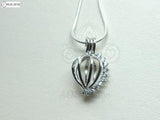 Crystal Heart Charm Pick Pearl 925 Sterling Silver Pearl Cage Necklace Pendant Locket Oval Shape