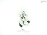 Rose Charm Pick Pearl Cage 925 Sterling Silver Necklace Pendant Beauty Beast Rose Flower