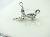 Rose Charm Pick Pearl Cage 925 Sterling Silver Necklace Pendant Beauty Beast Rose Flower