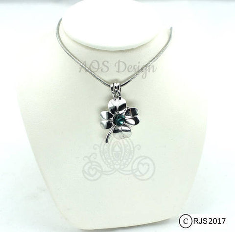 Four Leaf Clover Pearl Cage Silver Plated Locket Lucky Charm Locket Pearl Bead Gem Pearl Cage Necklace