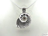 Nautilus Shell Pick A Pearl Cage Silver Necklace Mermaid Beach Treasure Crystal Accents Pearl Cage Necklace