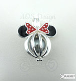 Mouse with Bow 925 Sterling Silver Mouse Head Pearl Cage Charm Necklace Pick A Pearl or Wish Pearl Epcot