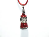 Gumball Machine Pearl Cage Charm Pendant Necklace-Red Enamel Silver Pendant Lock