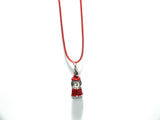 Gumball Machine Pearl Cage Charm Pendant Necklace-Red Enamel Silver Pendant Lock