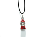 Gumball Machine Pearl Cage Charm Pendant Necklace-Red Enamel Silver Pendant Lock