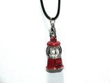 Gumball Machine Pearl Cage Charm Pendant Necklace-Red Enamel Silver Pendant Lock