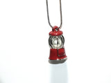 Gumball Machine Pearl Cage Charm Pendant Necklace-Red Enamel Silver Pendant Lock