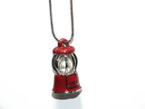 Gumball Machine Pearl Cage Charm Pendant Necklace-Red Enamel Silver Pendant Lock