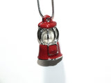 Gumball Machine Pearl Cage Charm Pendant Necklace-Red Enamel Silver Pendant Lock