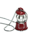 Gumball Machine Pearl Cage Charm Pendant Necklace-Red Enamel Silver Pendant Lock