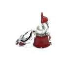 Gumball Machine Pearl Cage Charm Pendant Necklace-Red Enamel Silver Pendant Lock
