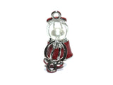 Gumball Machine Pearl Cage Charm Pendant Necklace-Red Enamel Silver Pendant Lock
