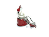 Gumball Machine Pearl Cage Charm Pendant Necklace-Red Enamel Silver Pendant Lock
