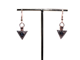 Rose Gold Triangle Pearl Charm Earrings Black Pearls Deathly Hallows Locket AOS