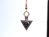 Rose Gold Triangle Pearl Charm Earrings Black Pearls Deathly Hallows Locket AOS