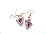 Rose Gold Triangle Pearl Charm Earrings Black Pearls Deathly Hallows Locket AOS