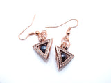 Rose Gold Triangle Pearl Charm Earrings Black Pearls Deathly Hallows Locket AOS