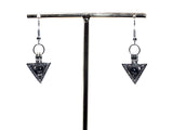 Silver Triangle Pearl Charm Earrings Black Pearls Deathly Hallows Locket AOS