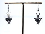 Silver Triangle Pearl Charm Earrings Black Pearls Deathly Hallows Locket AOS