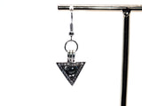 Silver Triangle Pearl Charm Earrings Black Pearls Deathly Hallows Locket AOS