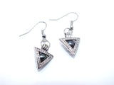 Silver Triangle Pearl Charm Earrings Black Pearls Deathly Hallows Locket AOS