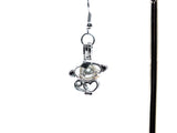 Silver Monkey Earrings White Pearls Charm Locket Cute Animal Jewelry Monkey AOS