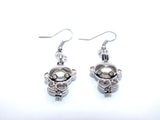 Silver Clam Shell Earrings White Pearls Charm Locket Beach Jewelry AOS