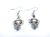 Silver Monkey Earrings White Pearls Charm Locket Cute Animal Jewelry Monkey AOS