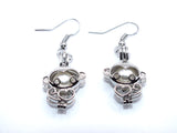 Silver Clam Shell Earrings White Pearls Charm Locket Beach Jewelry AOS