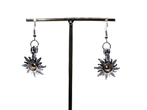 Silver Rapunzel Sun Earrings White Pearls Charm Tangled Locket