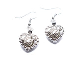 Silver Best Mom Heart Earrings White Pearls Charm Locket Mother's Day Jewelry AOS