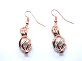 Rose Gold Oval Basket Earrings With White Pearls Charm Locket Jewelry AOS